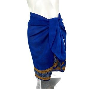 Reflections by Spiegel Blue Sarong with Brown Trim One Size 28X58